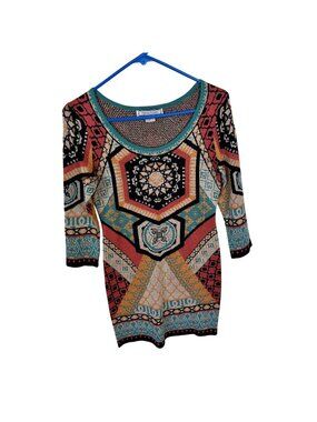 Flying Tomato Womens Sweater Dress Geometric Pattern Mini Small Mandala